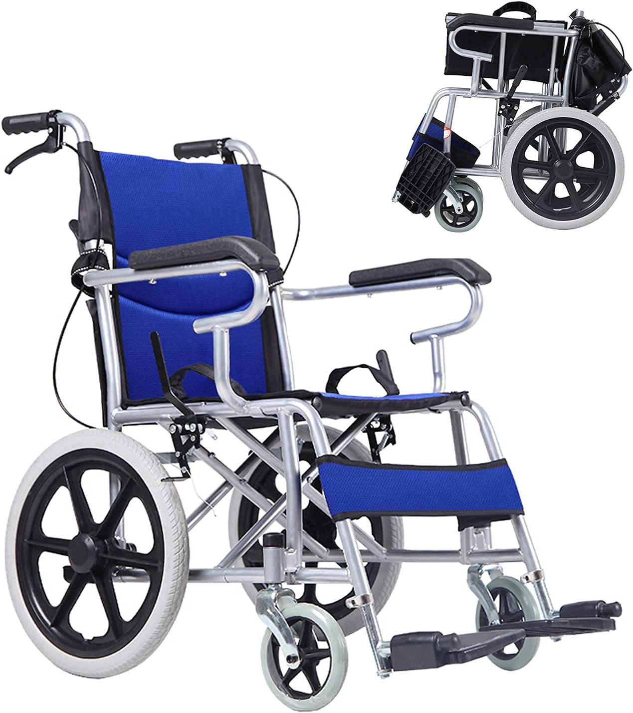Wheelchairs Folding Wheelchairs,Folding Wheelchair Non-Inflatable Net Weight 11Kg Foldable Compact Travel Version Portable Mobility Scooter for Elderly Persons with Disabilities