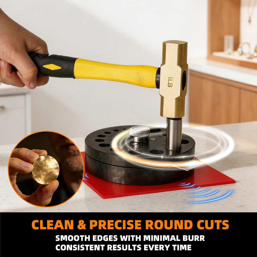 Round Disc Cutter Set 13 Sizes 1/4' to 3-3/8' with Comfortable Yellow Handle Precision Hole Punch for Leather, Fabric, Paper, Crafting - Durable Stainless Steel Blades DIY Sewing Tools HH-CS02