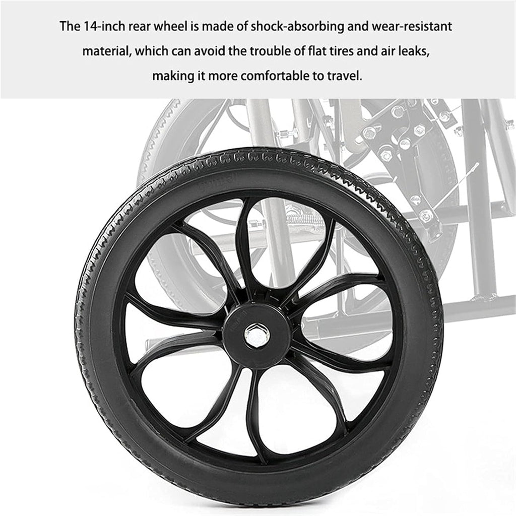 Wheelchairs Folding Wheelchairs,Folding Wheelchair Net Weight 12Kg,Widened Seat,High Backrest,4 Brakes,Easy to Fold 14Inch Small Wheel Scooter for The Elderly with Disabilities