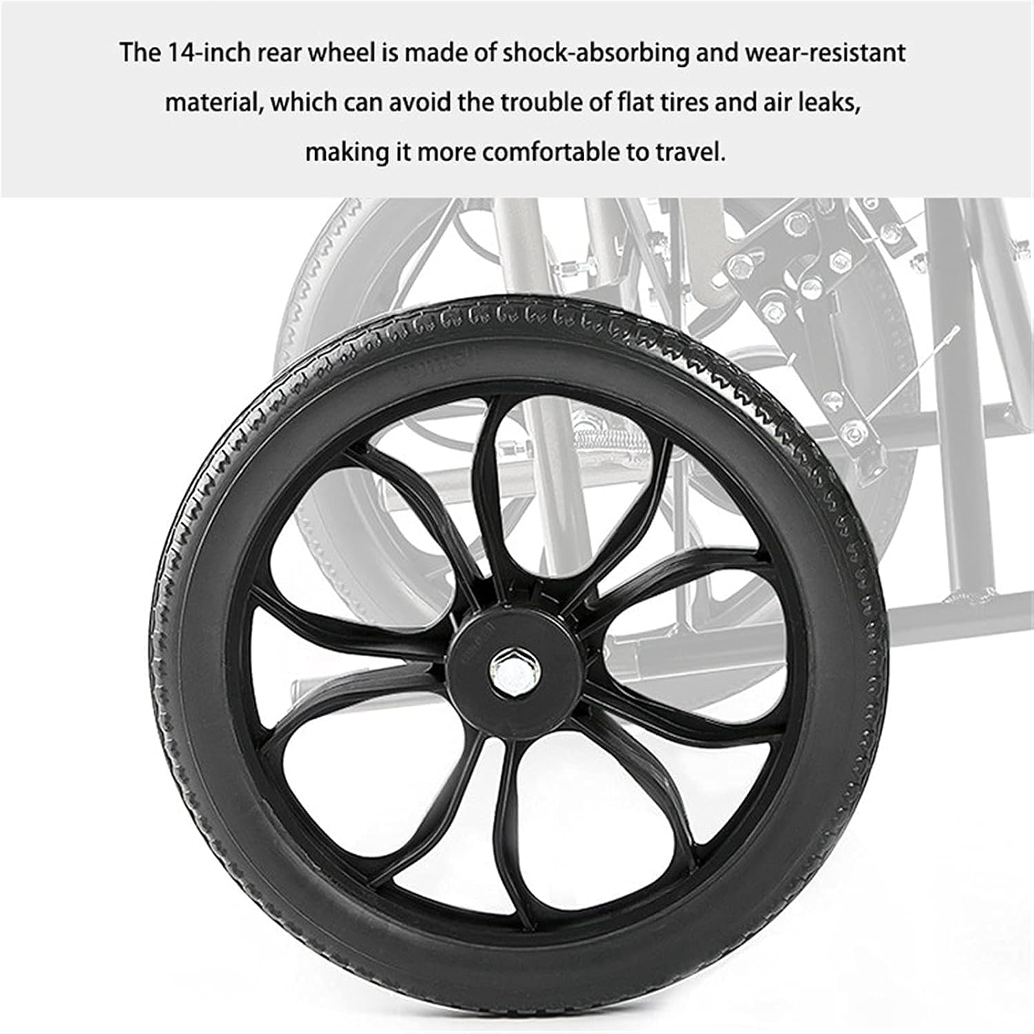 Wheelchairs Folding Wheelchairs,Folding Wheelchair Net Weight 12Kg,Widened Seat,High Backrest,4 Brakes,Easy to Fold 14Inch Small Wheel Scooter for The Elderly with Disabilities