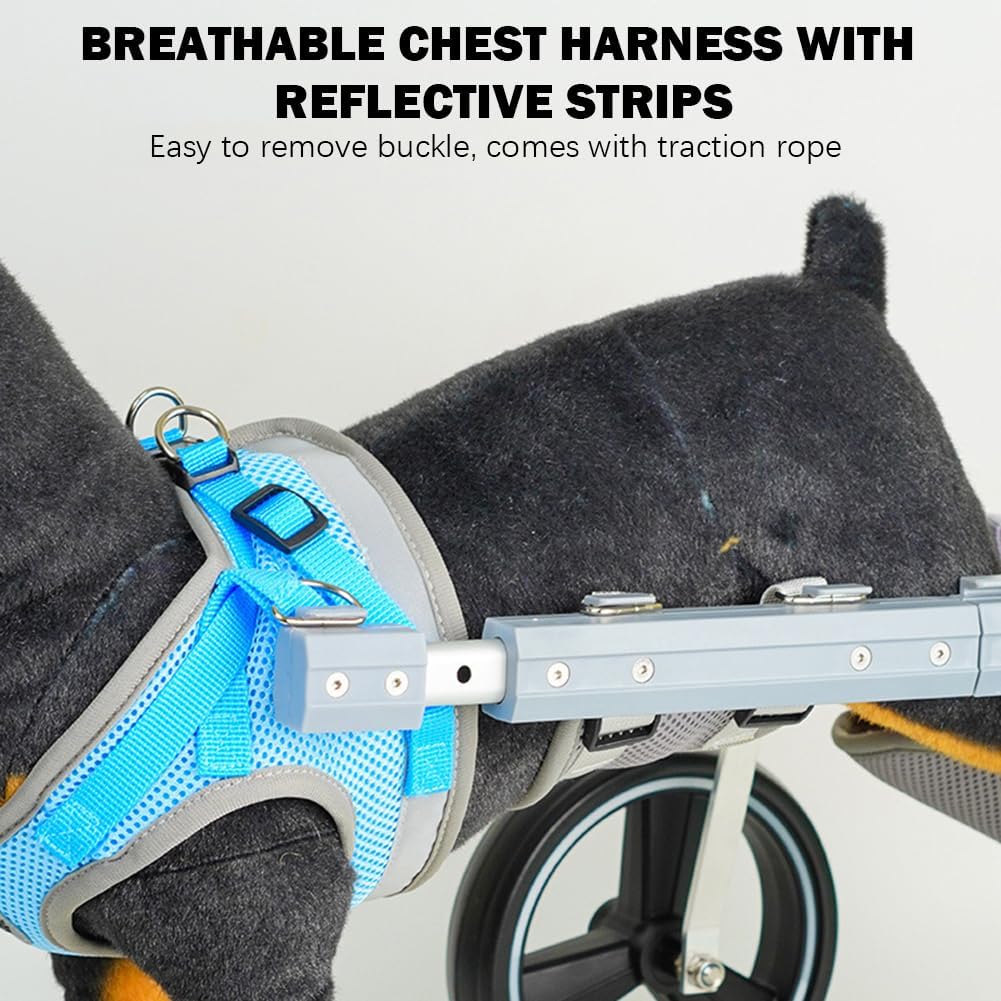 Dog Wheelchair Hind Leg Support, Hind Limb Disability Two-Wheeled Wheelchair, Elderly Dog Power Scooter, Soft Support, Easy Assembly,L