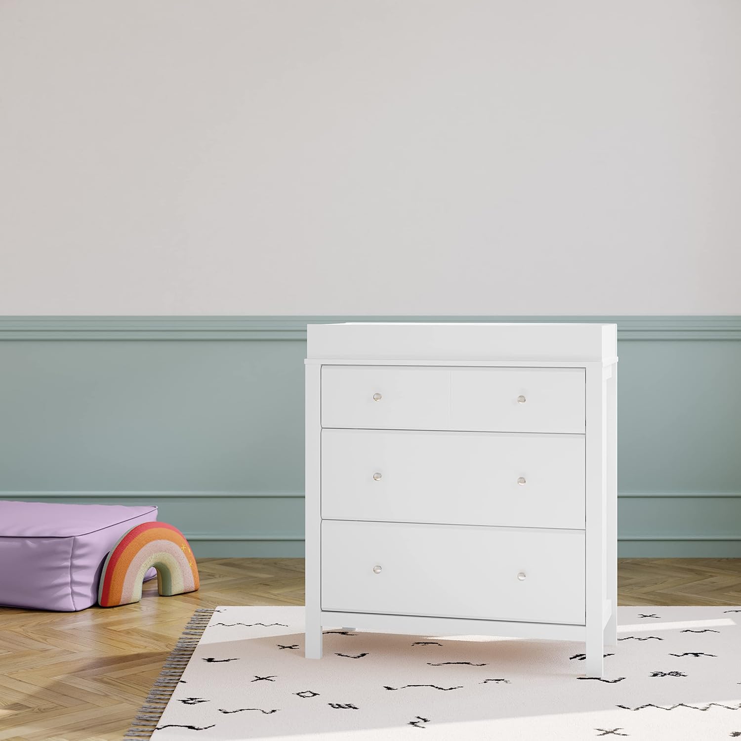 Storkcraft Horizon 3 Drawer Chest with Changing Topper (White) – GREENGUARD Gold Certified, Includes Removable Changing Table Topper, Chest of Drawers for Nursery & Kids Bedroom