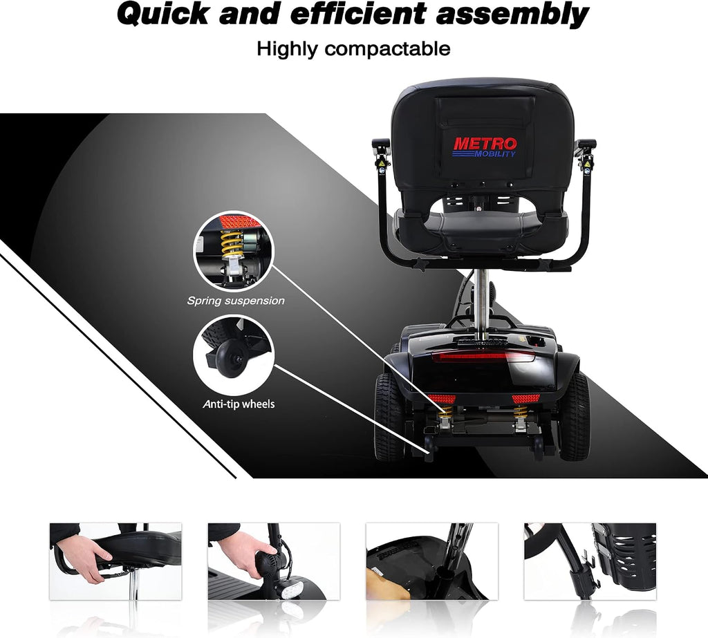 Folding Mobility Scooter for Seniors 4 Wheel Scooter for Adults Electric Medical Scooter Compact for Travel - Electric Powered Wheelchair Device - Compact Heavy Duty Mobile(M1 Black)