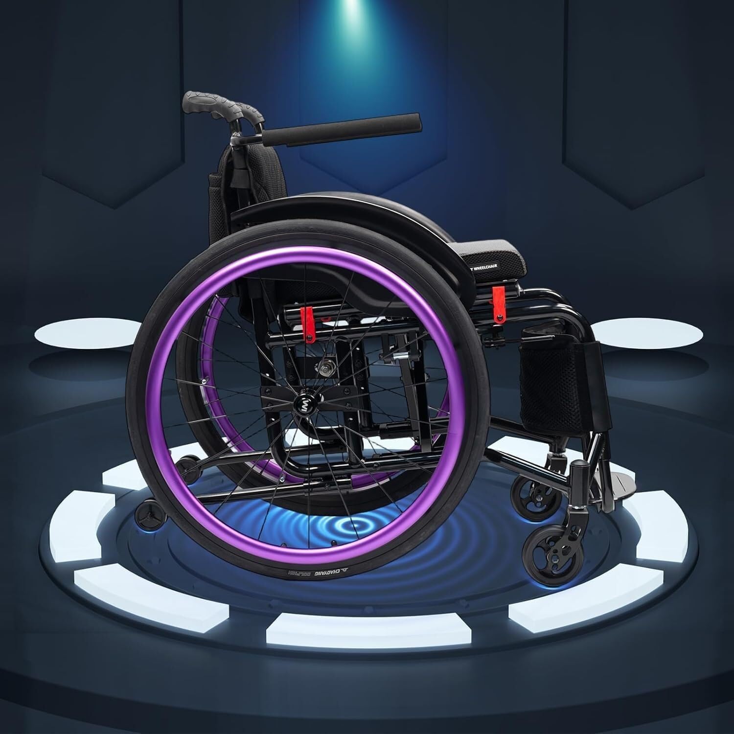 Sports Wheelchair For Adult,Lightweight Foldable All Terrain Sports Wheelchair,Self-propelled Manual Wheelchair With Handbrakes,Transport Wheelchairs With Anti-Tipper,for Teenagers, Adults, Seniors(Pu