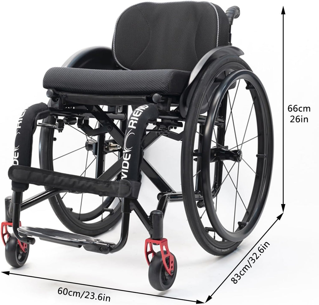 Folding Sports Portable Wheelchairs,Transport Wheelchair,Manual Wheelchair,Aluminum Alloy Wheelchair,Lightweight Wheel Chair For Adults,Quick Release Rear Wheels,Anti-Tip Wheels(Size:Seat width 34cm/1