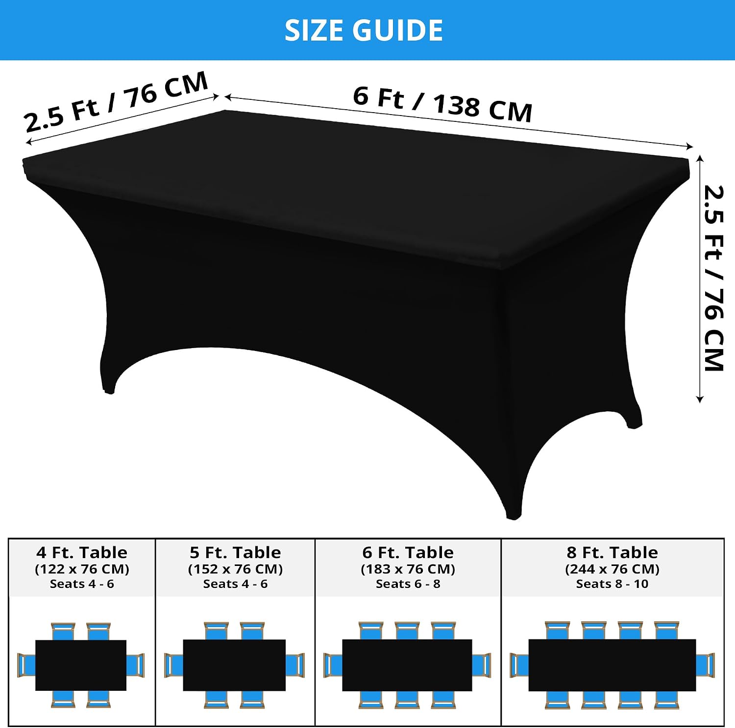 Utopia Kitchen 6Ft 10 Pack, Black Tablecloth for Rectangle Tables - Fitted Table Cloth Washable & Wrinkle Resistant Bulk Event Hospitality Wedding Banquet Corporate Functions Use