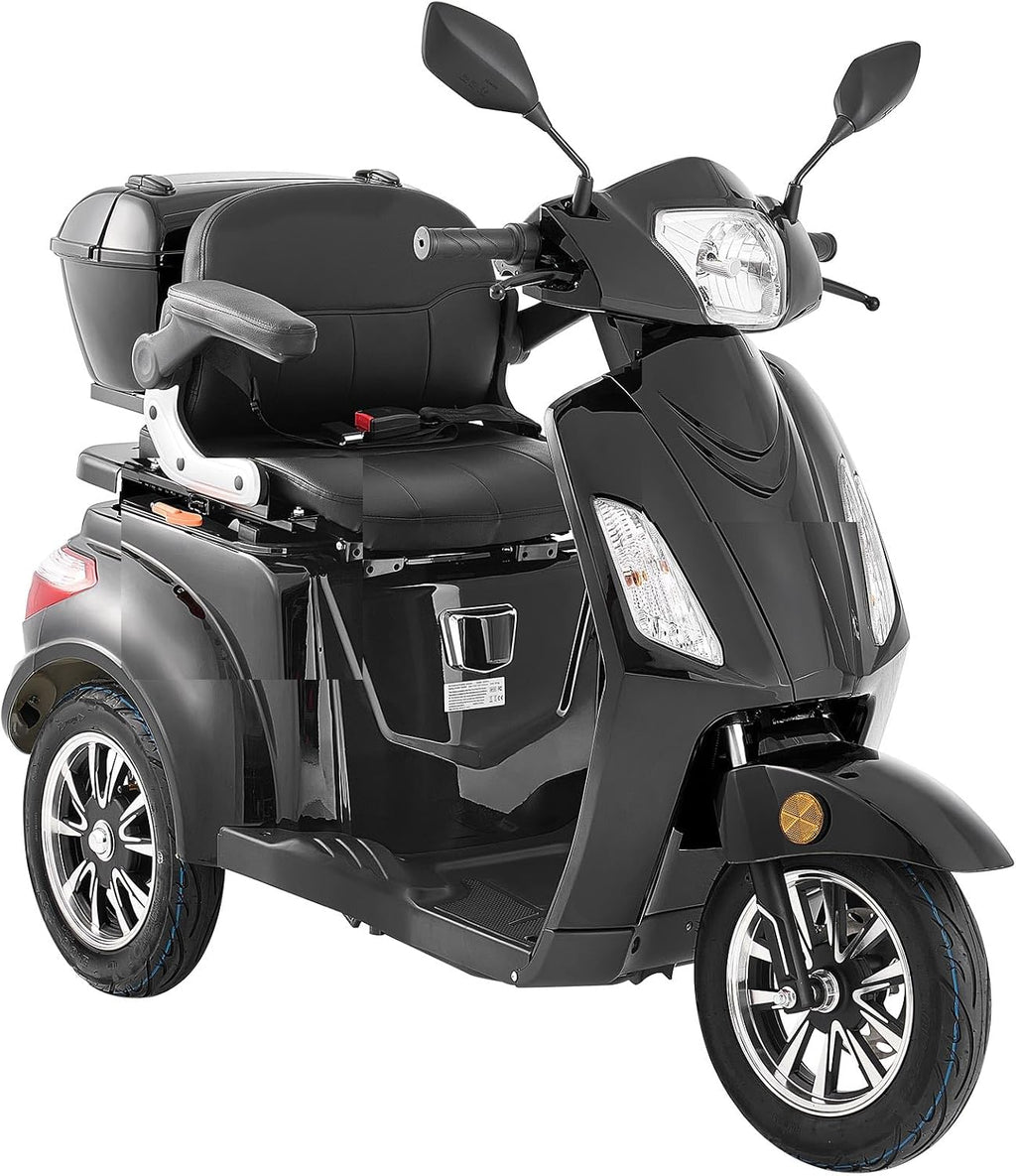 VEVOR Heavy Duty 3-Wheel Mobility Scooters for Seniors & Adults, 500lbs Capacity, 21.5 Miles 3-Speed Long Range, 1000W All Terrain Electric Recreational Scooter Wheelchair, 20° Max Climbing Capacity