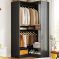 Homieasy Corner Closet System Modular with Upper & Lower Hanging Areas and Shoe Shelf, Corner Wardrobe Organizer, Easy Assembly, Anti-Tip Design, Perfect for Bedroom or Walk-In Closet, Black1