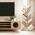 7-Tier Floor Bamboo Tree Bookshelf, Modern Standing Bookcase Office Book Storage Creative Curved Rack Organizer Shelves, Book Shelf Space Saver for Home Living Room Corner Bedroom