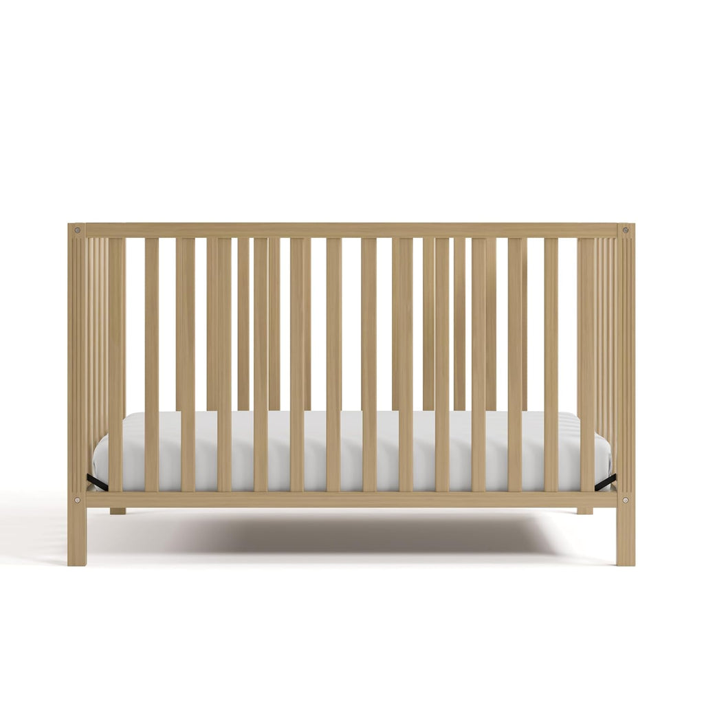 Storkcraft Morningside 5-in-1 Convertible Crib – GREENGUARD Gold Certified, Fits Standard Crib Mattress, Converts to Toddler Bed, Daybed and Full Bed, 4 Adjustable Mattress Heights (Driftwood)