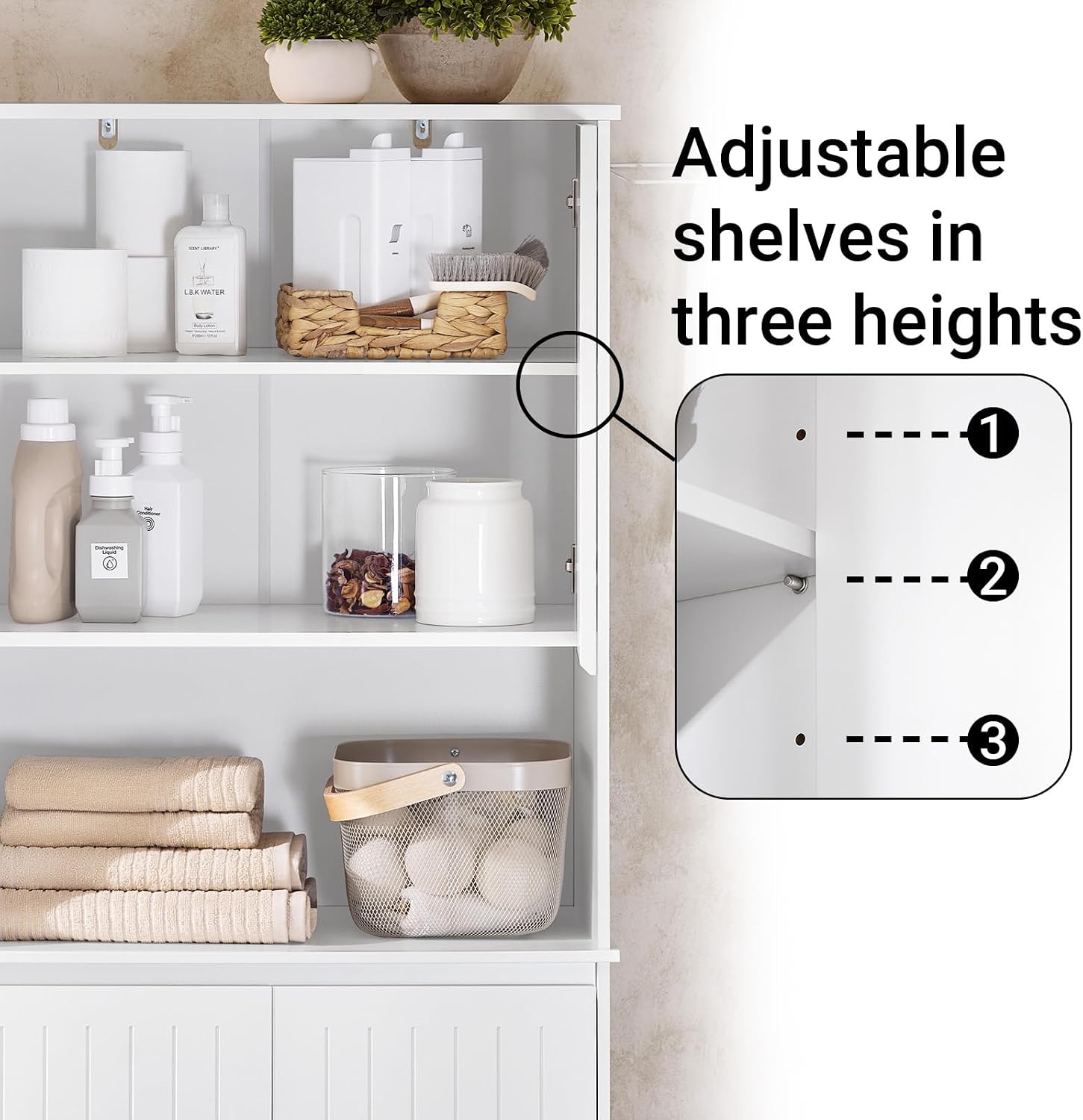 SoBuy Double Tilt Out Laundry Hamper Cabinet, Tall Bathroom Storage Cabinet with Adjustable Shelves and Hidden Pull Out Basket, Freestanding Storage Organizer for Laundry Room, White SO2-BZR150-W
