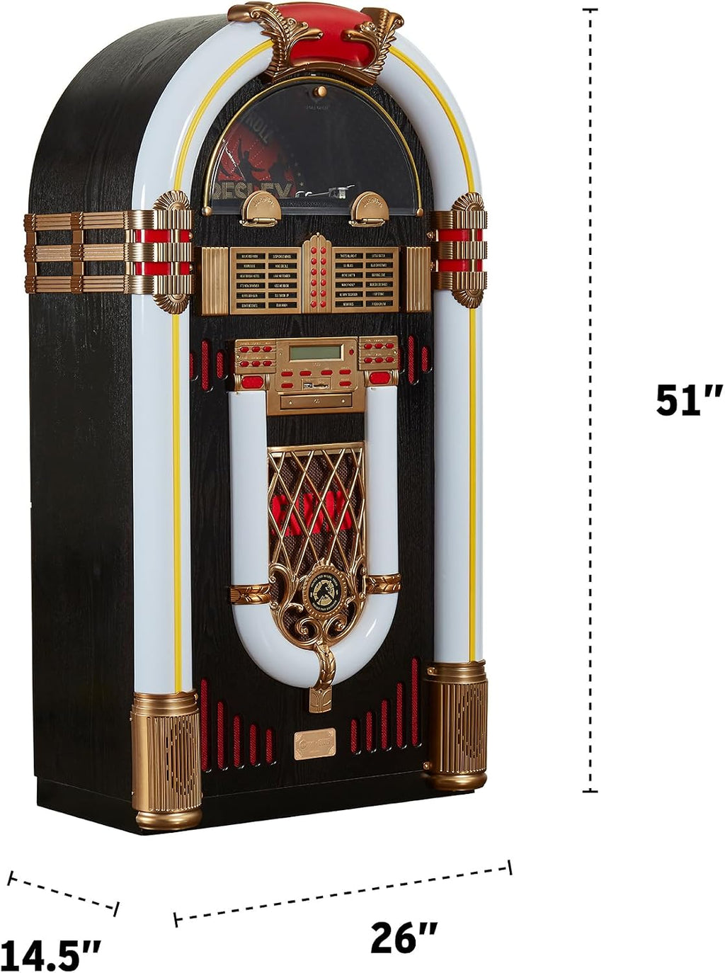 Arkrocket Full Size Jukebox Vinyl Record Player Bluetooth USB SD CD Player Radio Retro Turntable Classic Jukebox… (Saturn V - Elvis 68)