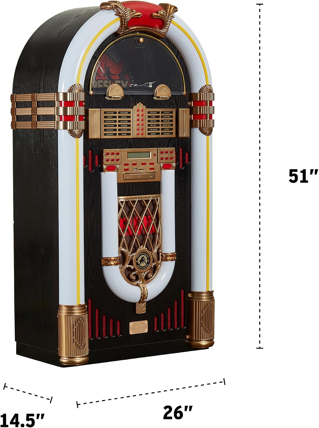 Arkrocket Full Size Jukebox Vinyl Record Player Bluetooth USB SD CD Player Radio Retro Turntable Classic Jukebox… (Saturn V - Elvis 68)