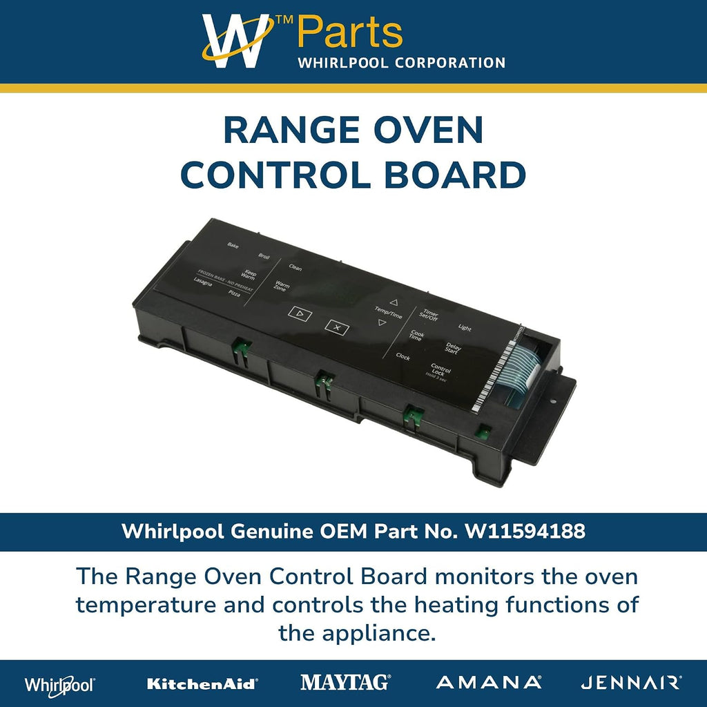 Whirlpool W11594188 Genuine OEM Range Oven Control Board Replacement Part - Replaces W11515108