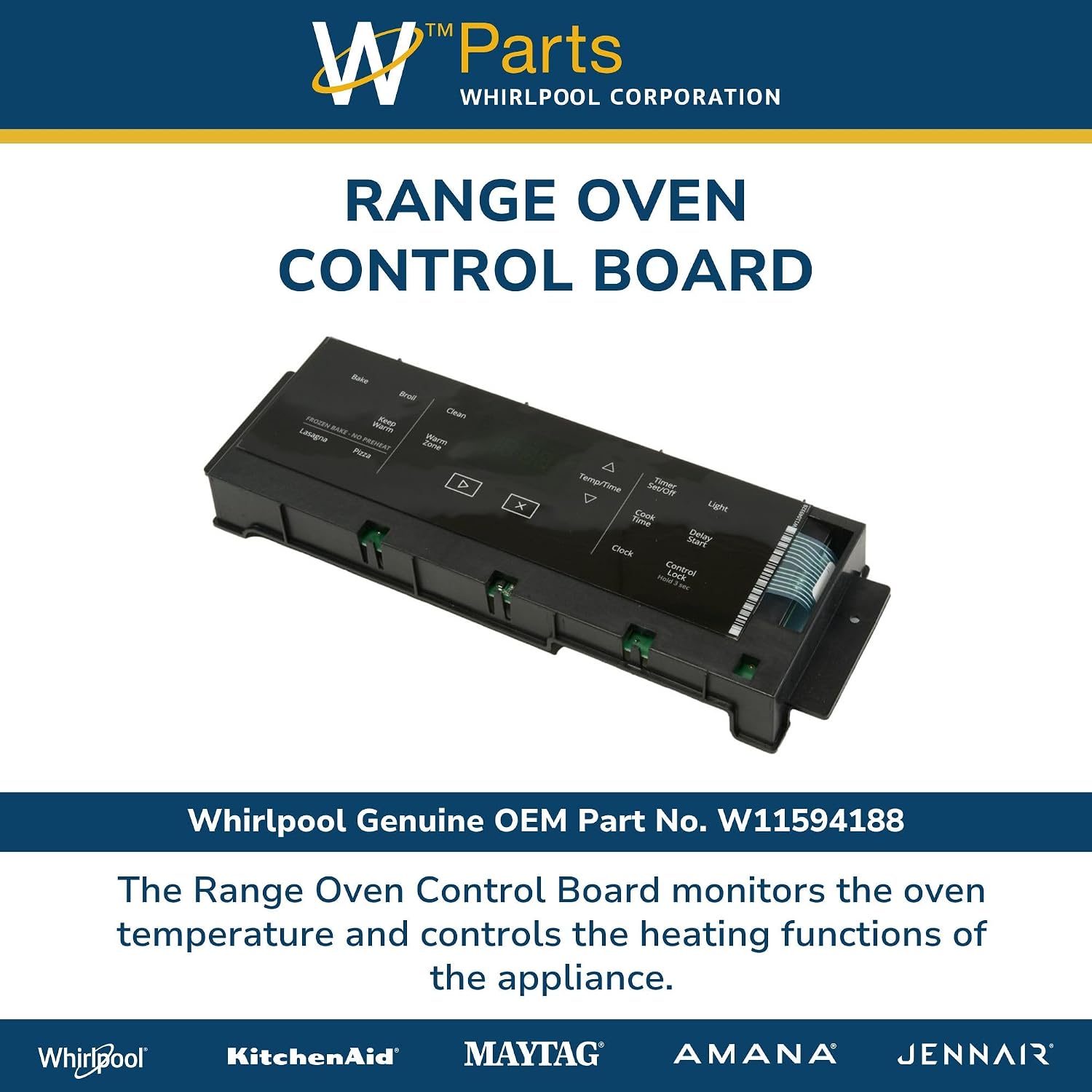 Whirlpool W11594188 Genuine OEM Range Oven Control Board Replacement Part - Replaces W11515108