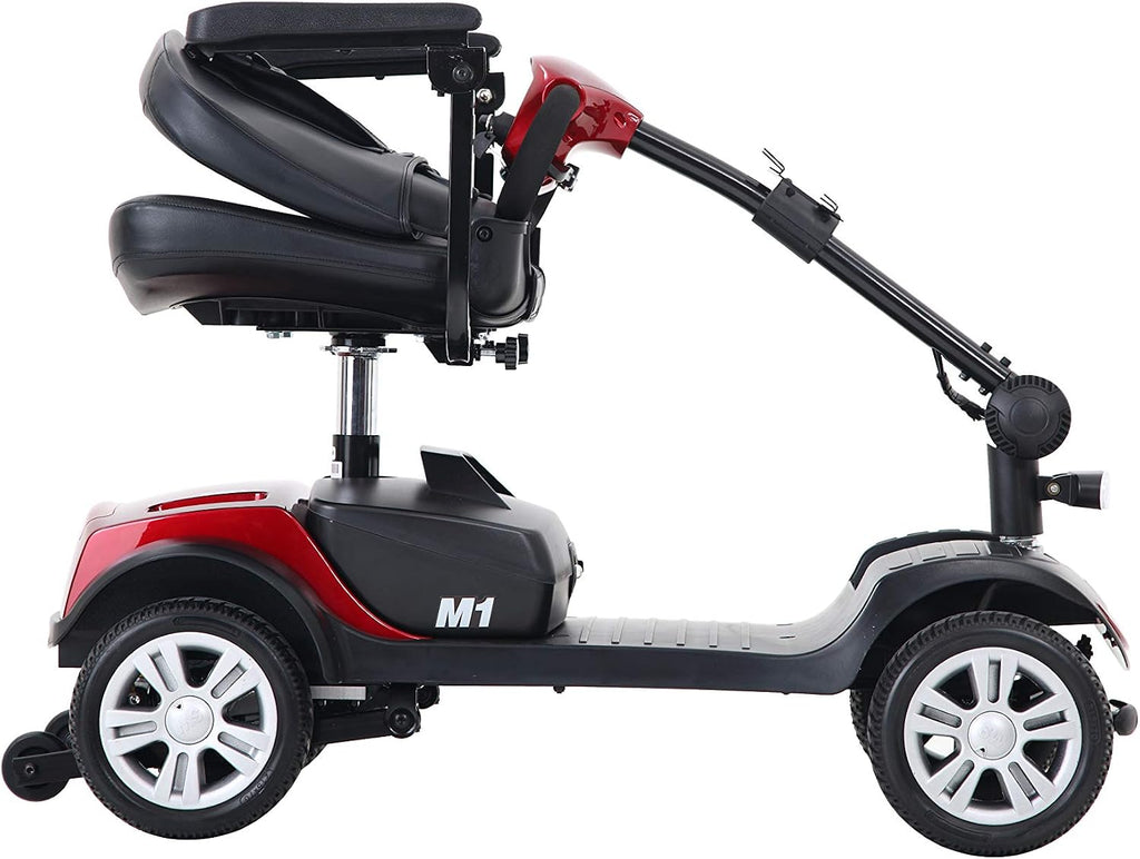 Folding Mobility Scooter for Seniors 4 Wheel Scooter for Adults Electric Medical Scooter Compact for Travel - Electric Powered Wheelchair Device - Compact Heavy Duty Mobile(M1 Red)