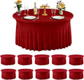 10 Pack Red Spandex Round Tablecloths for 60inch Tables, 120 Inch Stretchy 5ft Round Fitted Tablecloth Wrinkle Free Washable Table Cloths Table Covers with Skirt for Wedding Party Birthday Banquet