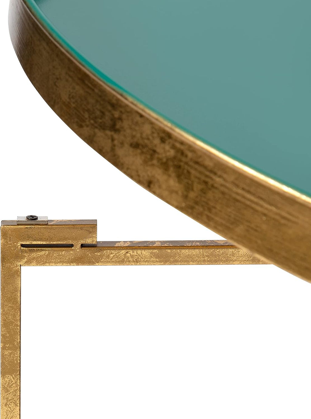 Kate and Laurel Celia Modern Coffee Table; 28 x 28 x 19; Teal and Gold; Glamorous Folding Metal Table For Storage and Display