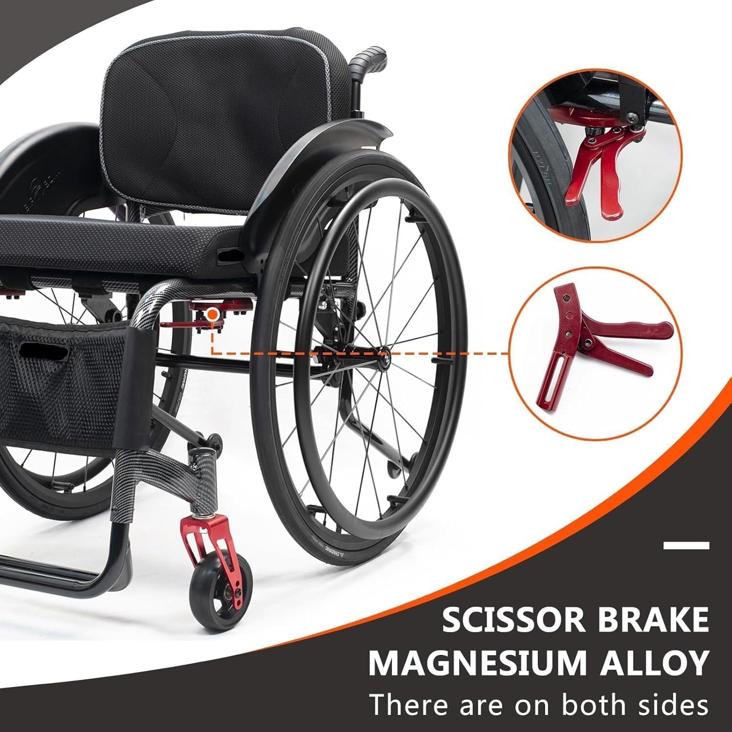 Aluminium Sports Wheelchair,Ultralight Transit Travel Wheelchair,Lightweight Transport Wheelchair,Portable Fast Self-Propelled Wheelchair,Quick Releasefor Rear Wheel,Manual Brake,Storage Bag(Hard Back