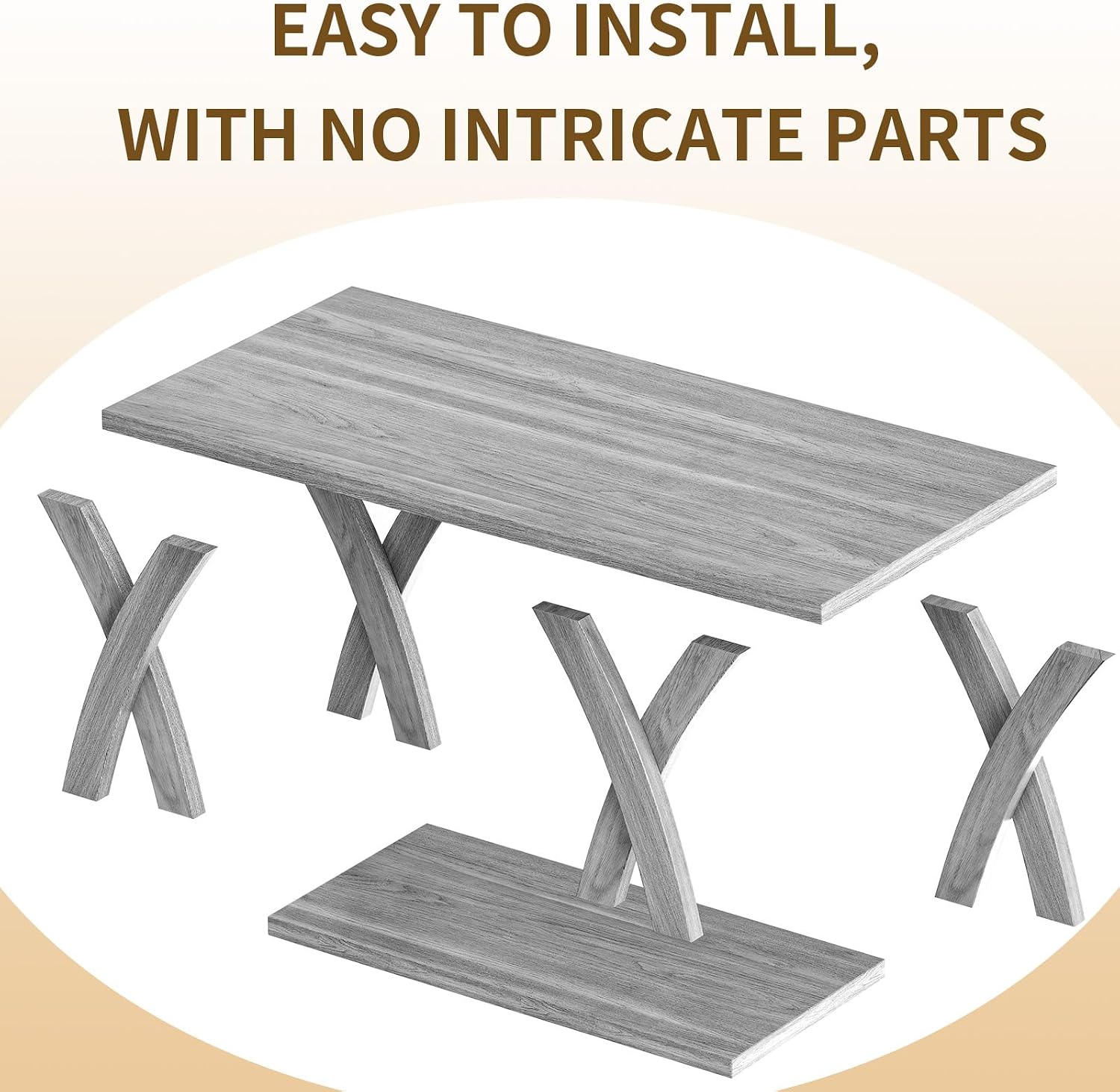 47' Farmhouse Coffee Tables for Living Room Rustic Stands with Storage Shelf Grey Coffee Tables for Living Room Farmhouse Center Stands with Shelf Wood Rectangle Center Table