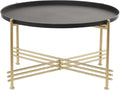 Deco 79 Metal Living Room Coffee Table Tray Top Table with Gold X-Shaped Base, Center Table 33' x 33' x 19', Black