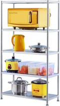 susunnus Stainless Steel Shelves 23.6in-5 Tier, Stainless Steel Shelf Organizer, Kitchen Storage Shelves,Artistic Texture, Pragmatic & Sturdy & Waterproof