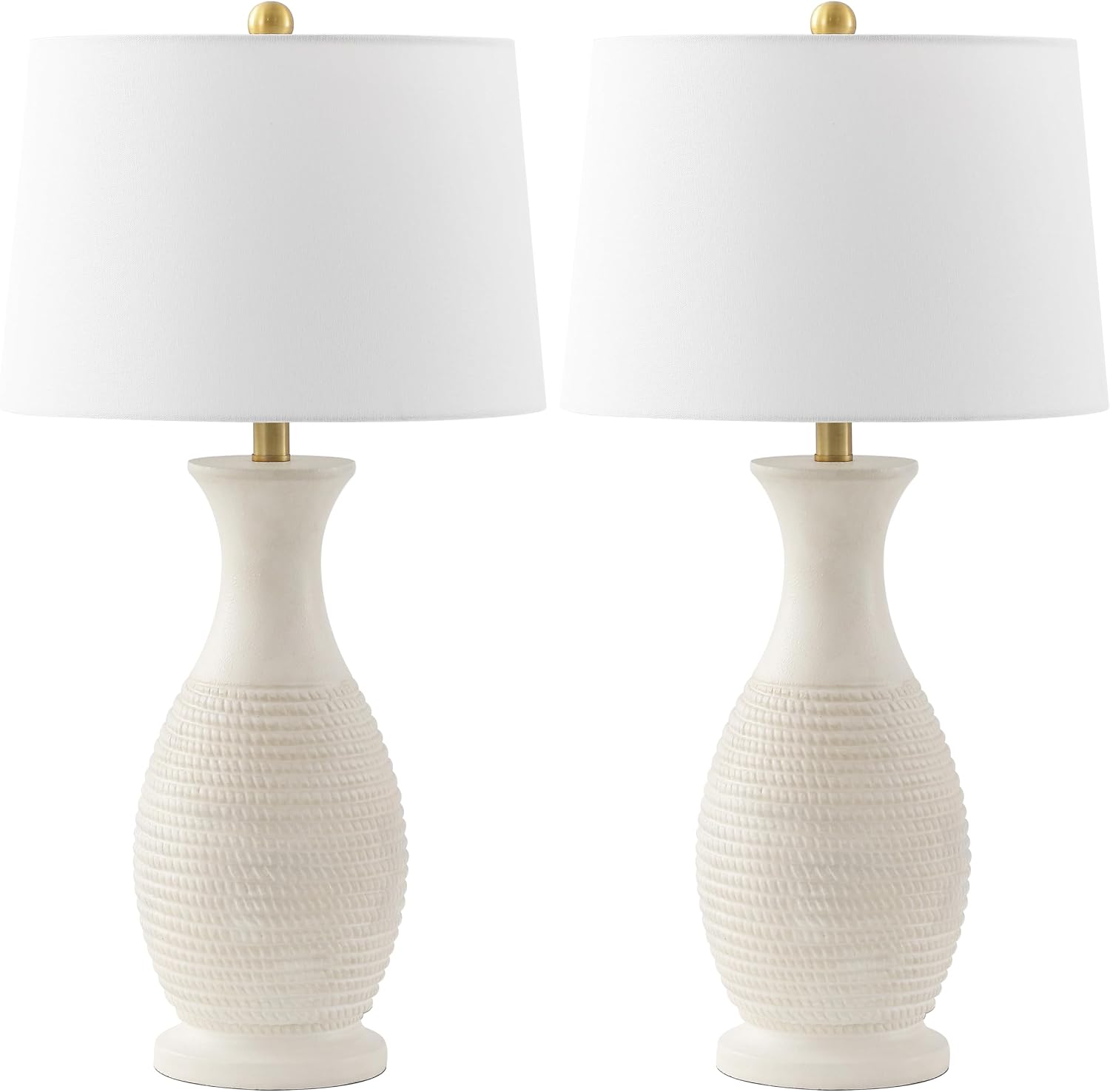 SAFAVIEH Lighting Collection Bentlee Bone & White 30-inch Table Lamp Set of 2 (LED Bulbs Included)