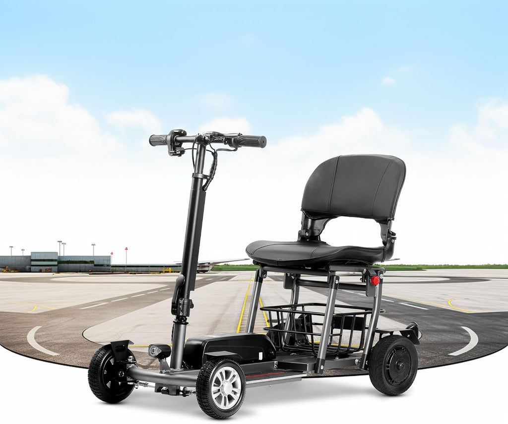 Rubicon FX4 - Lightweight 4 Wheel Foldable Mobility Scooters for Adults and Seniors - Detachable Lithium Battery - More Faster (9 Miles/Hour Speed) - Travel Friendly