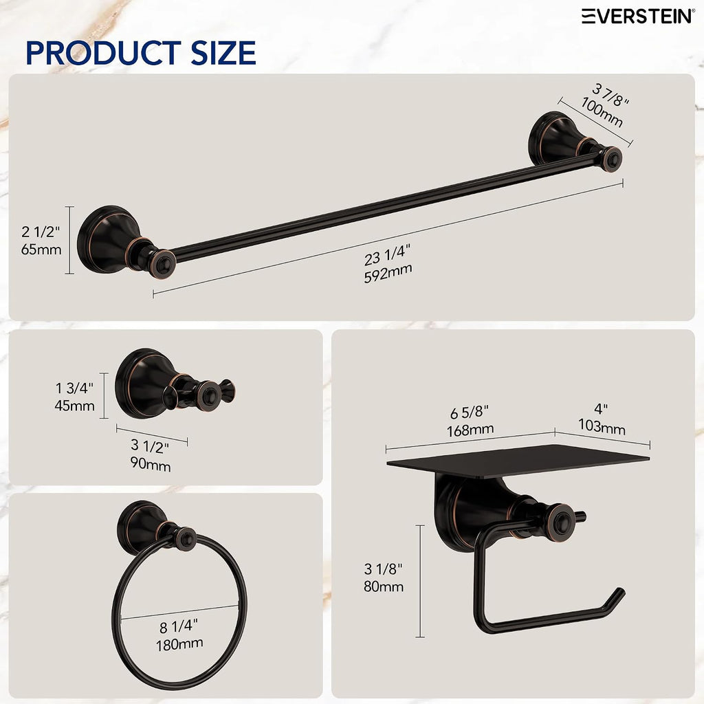 4 Piece Antique Bathroom Hardware Accessories Set, Wall Mounted Bathroom Towel Rack Bar Holder Set,Oil Rubbed Bronze