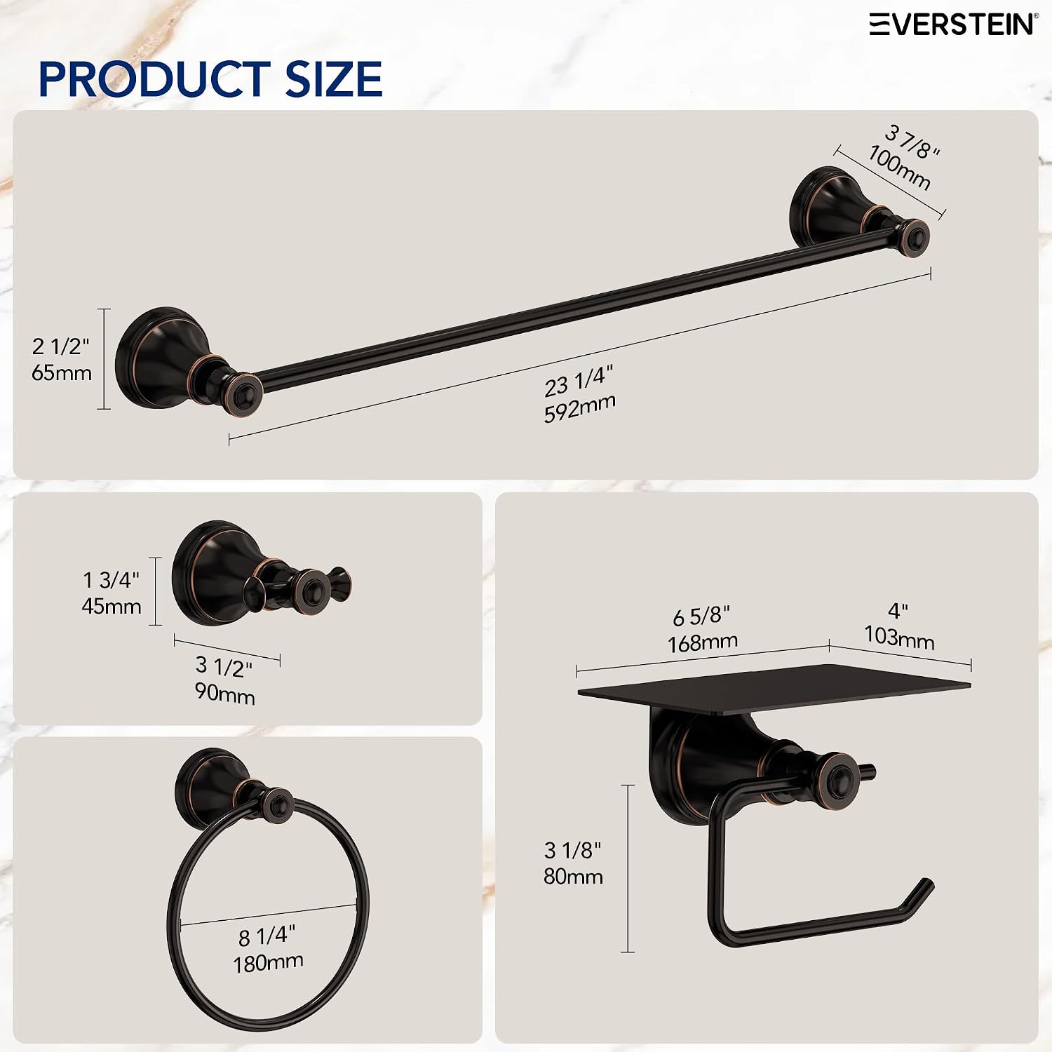 4 Piece Antique Bathroom Hardware Accessories Set, Wall Mounted Bathroom Towel Rack Bar Holder Set,Oil Rubbed Bronze