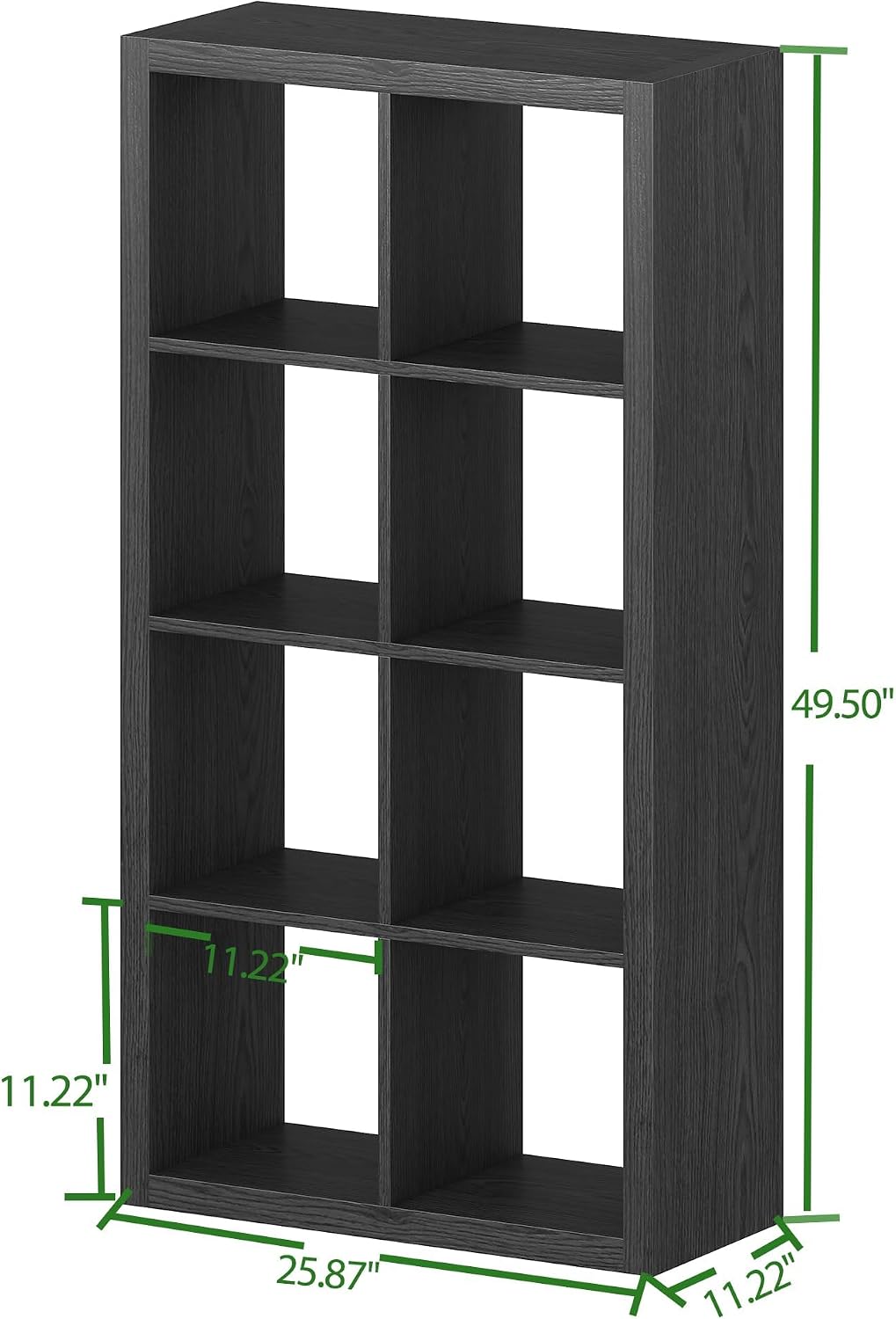 furtble Bookshelf with Storage Bins, 8-Cube Storage Organizer, Modern Black Bookshelf for Bedroom, Multifunctional Display Cube Bookshelves for Living Room, Bedroom, Home Office