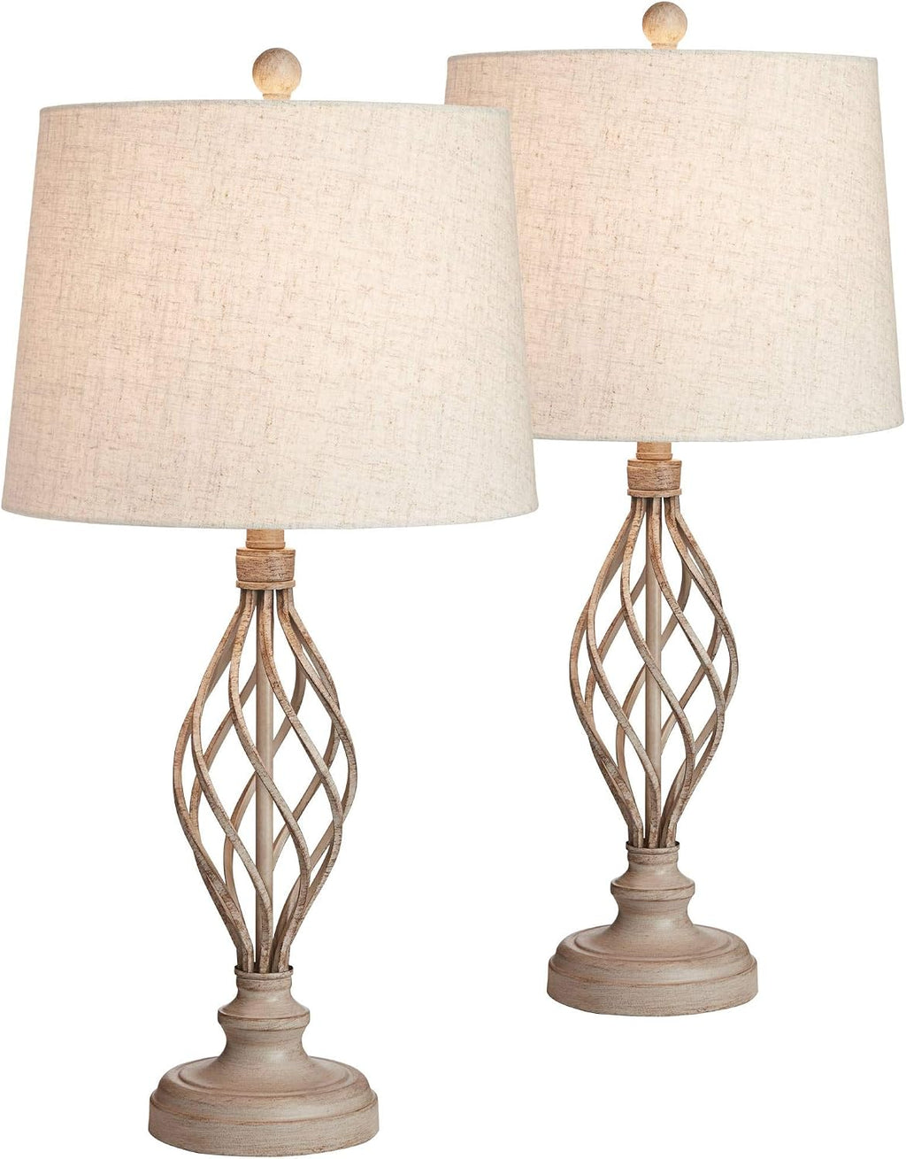 Franklin Iron Works Annie Modern Industrial Table Lamps 28' Tall Set of 2 Weathered Sand Iron Cream Tapered Drum Shade for Bedroom Living Room House Home Bedside Nightstand Office Entryway Family