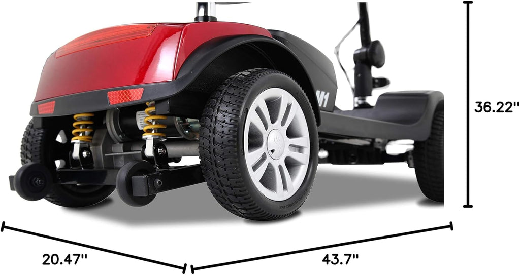 Folding Mobility Scooter for Seniors 4 Wheel Scooter for Adults Electric Medical Scooter Compact for Travel - Electric Powered Wheelchair Device - Compact Heavy Duty Mobile(M1 Red)