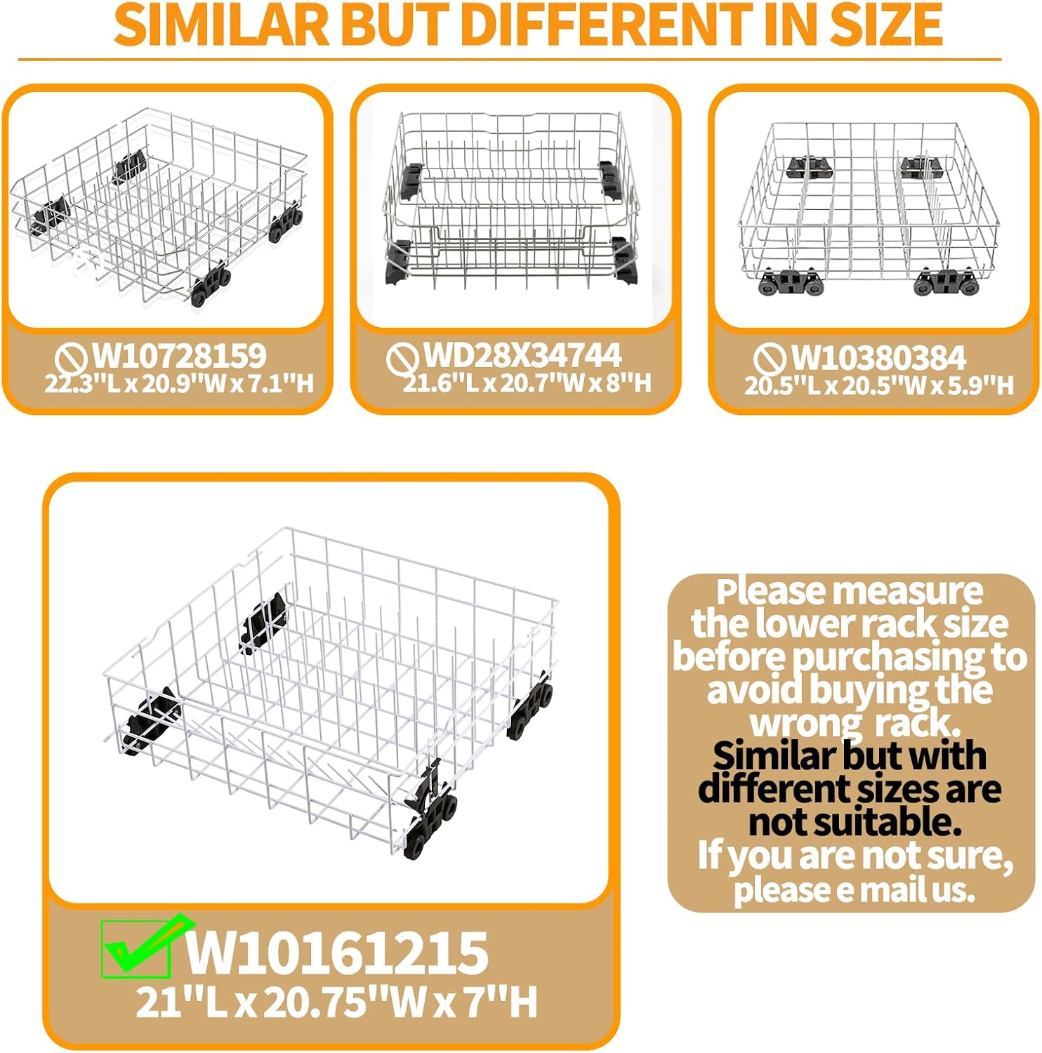 Upgraded W10161215 Dishwasher Rack Replacement Parts for Whirlpool Dishwasher Lower Rack With Dishwasher Wheels DU840DWGQ1 DU915PWPS2 Whirlpool Dishwasher Dishrack Assembly Bottom Rack Shelf Drawer