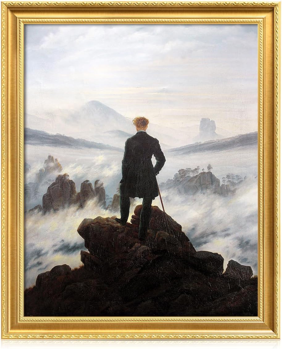 DECORARTS Wanderer Above the Sea of Fog (1818) by Caspar David Friedrich Giclee Print Art Reproduction with Matching Solid Wood Frame in Classical Style. 24x30 Frame: 29x35