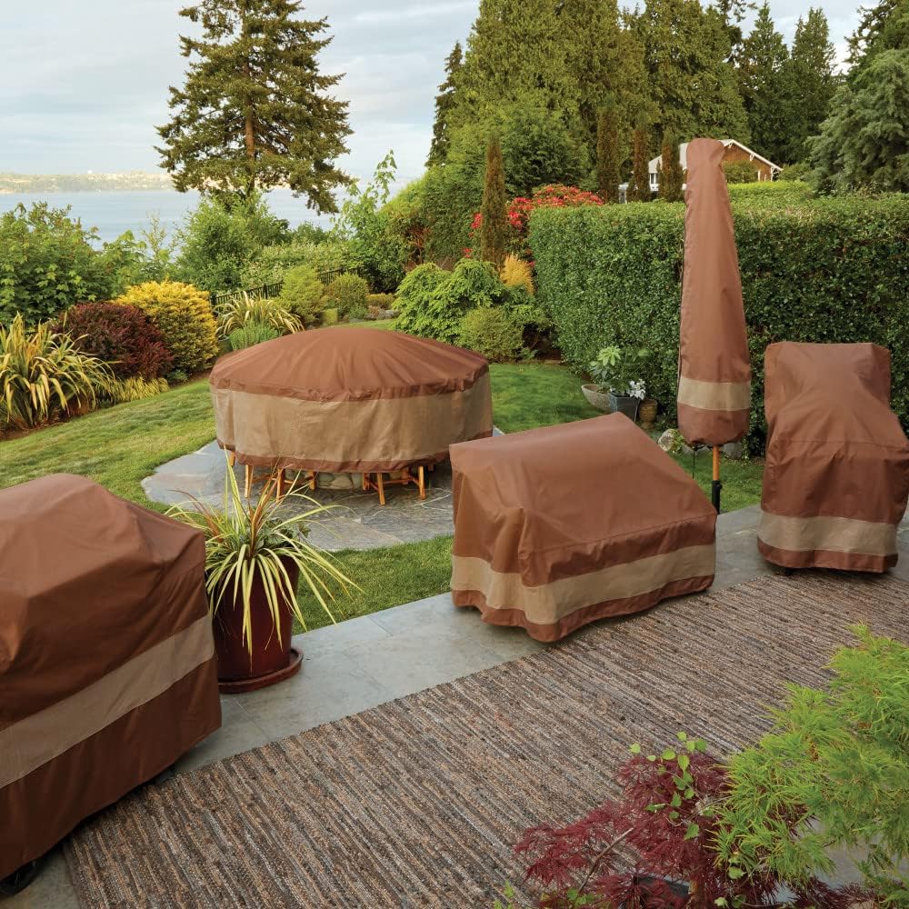 DUCKCOVERS Ultimate Water-Resistant 96 Inch Round Patio Table & Chair Set Cover, Outdoor Table Cover