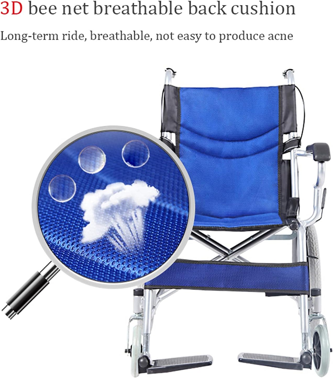 Wheelchairs Folding Wheelchairs,Folding Wheelchair Non-Inflatable Net Weight 11Kg Foldable Compact Travel Version Portable Mobility Scooter for Elderly Persons with Disabilities