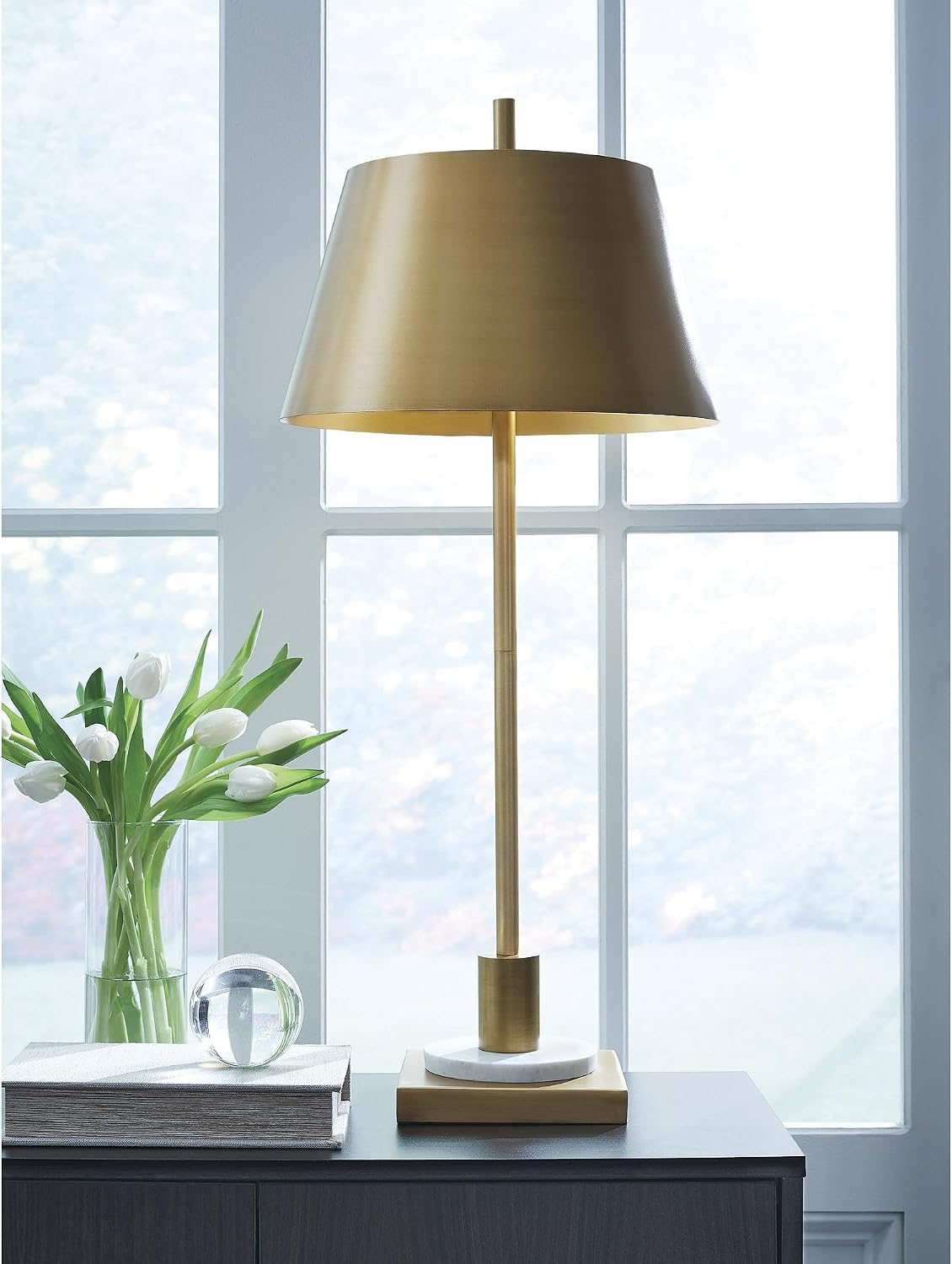 Signature Design by Ashley Fritzburn Industrial Metal Table Lamp with On/Off Switch, Metallic & White