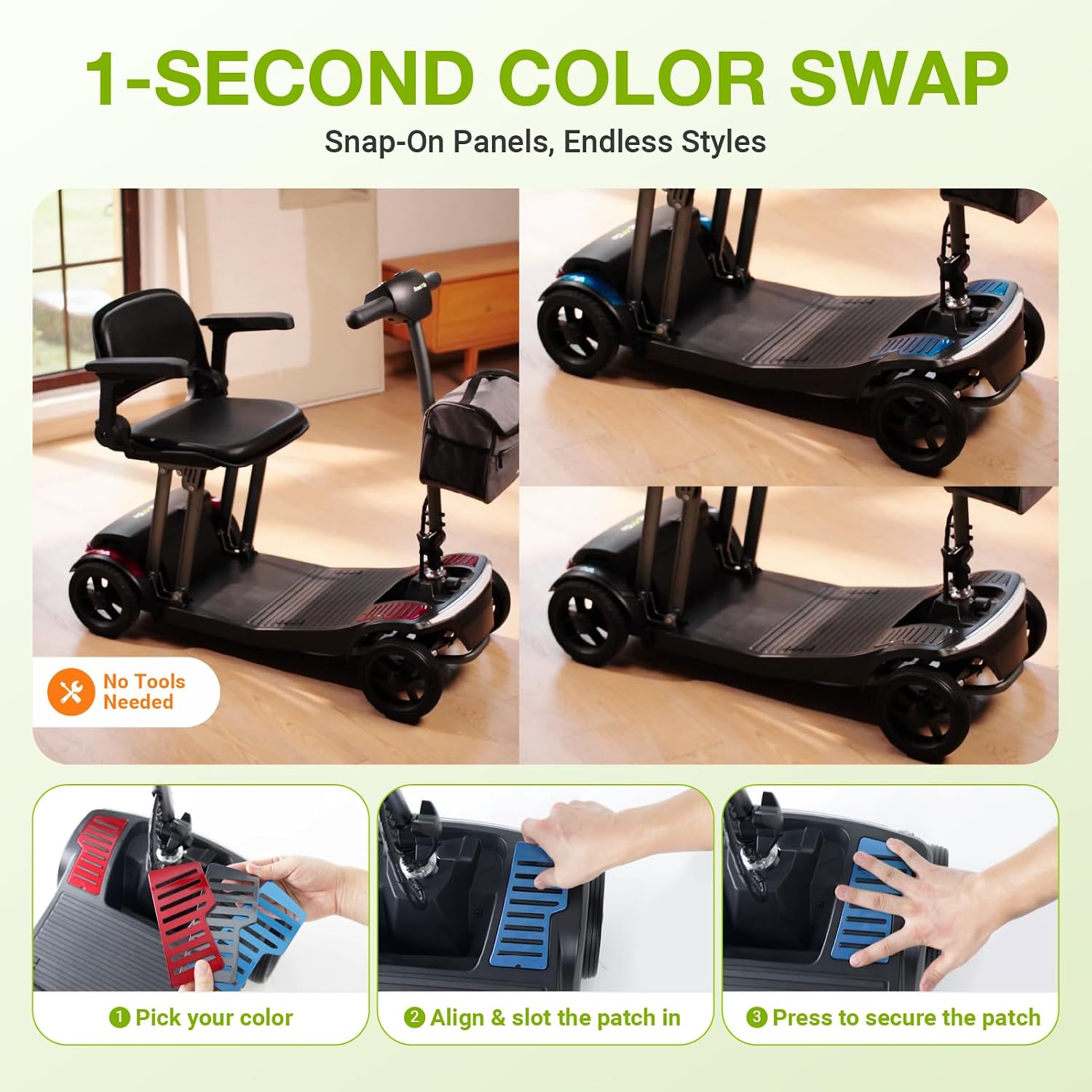 ScootNGo Mobility Scooter for Seniors & Adults Foldable, Airline Approved, 44Lbs Lightweight 4 Wheel Electric Scooter, Portable for Travel, with Removable Battery & USB Port (Standard)