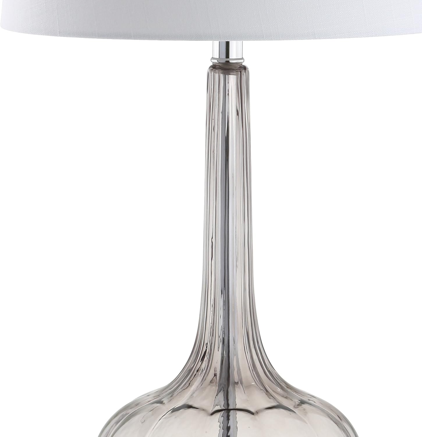 JONATHAN Y 28.5' Smoke Gray Glass Teardrop LED Table Lamp Set of 2 for Living Room Bedroom Nightstand, White Linen Shade Modern Transitional Bedside Desk Lamp (JYL1079D-SET2)
