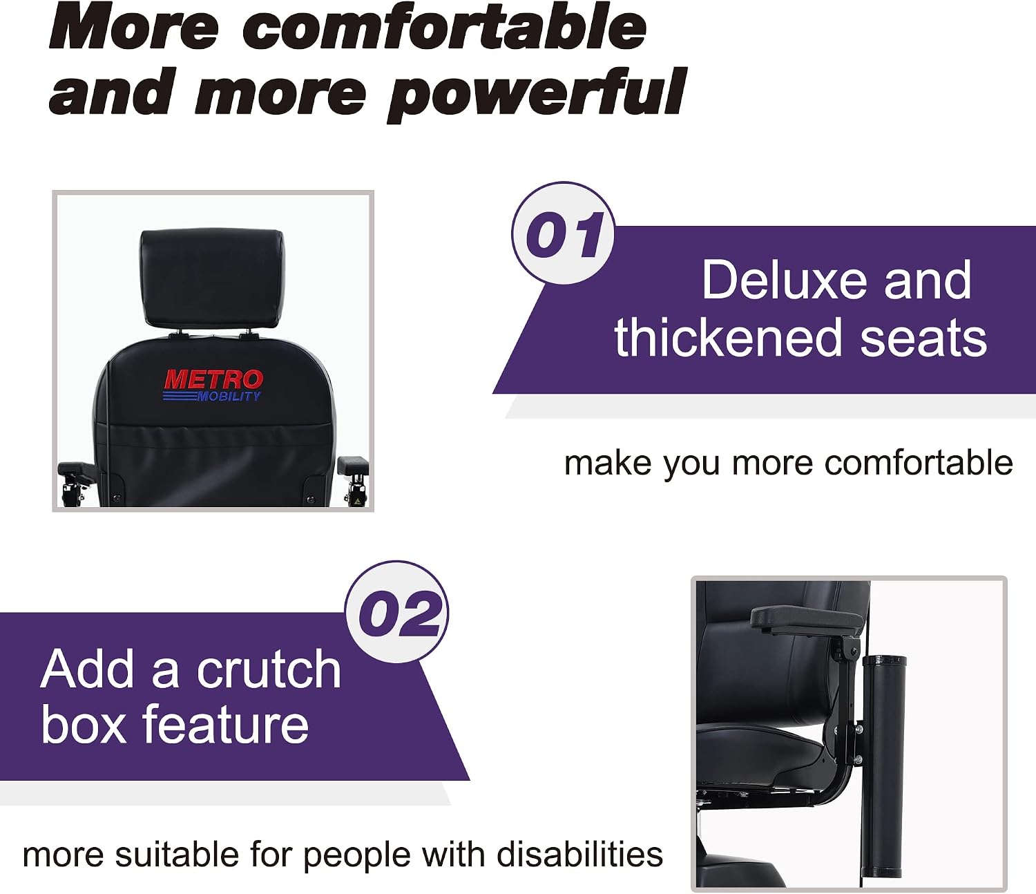 Metro Mobility - 2026 New 4 Wheel Outdoor Mobility Scooter - Adult Mobility Scooter 300 lbs Foldable - Battery - 12V20AH*2pcs, Max Range 16 Miles (Purple)
