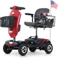 Mobility Scooters for Seniors & Adults 400 Lb Weight All Terrain,Heavy Duty 4 Wheel Foldable Powered Scooter,Portable Disability Mobile Electric Wheelchair,Luxury Seat and w/Led Lights,red