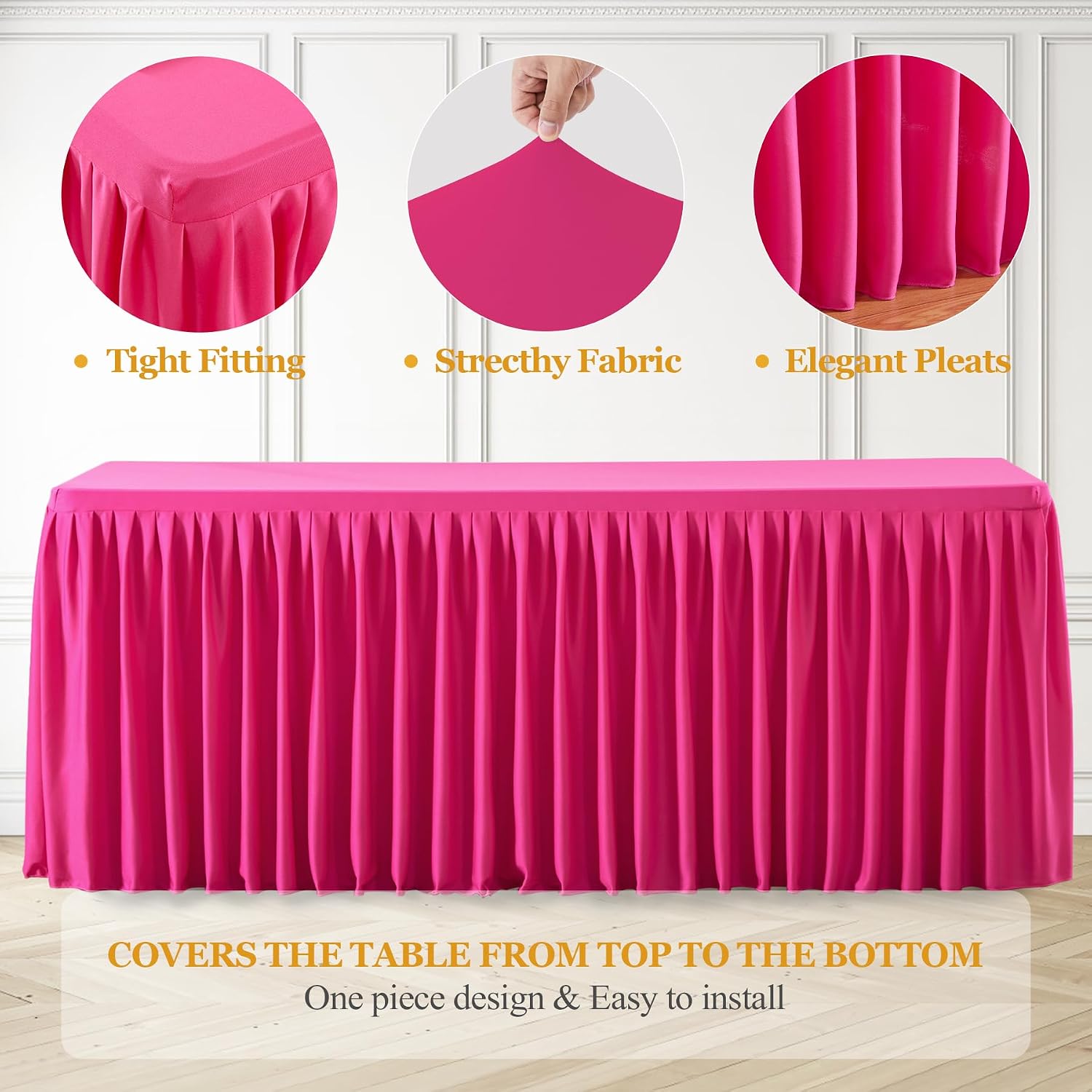 Shillance 6 Pack Hot Pink Table Clothes for 6 Foot Rectangle Tables, Premium Polyester Rectangle Tablecloth Wrinkle Resistant Washable Table Cloth for Wedding, Party, Dining, Banquet, Buffet Tables