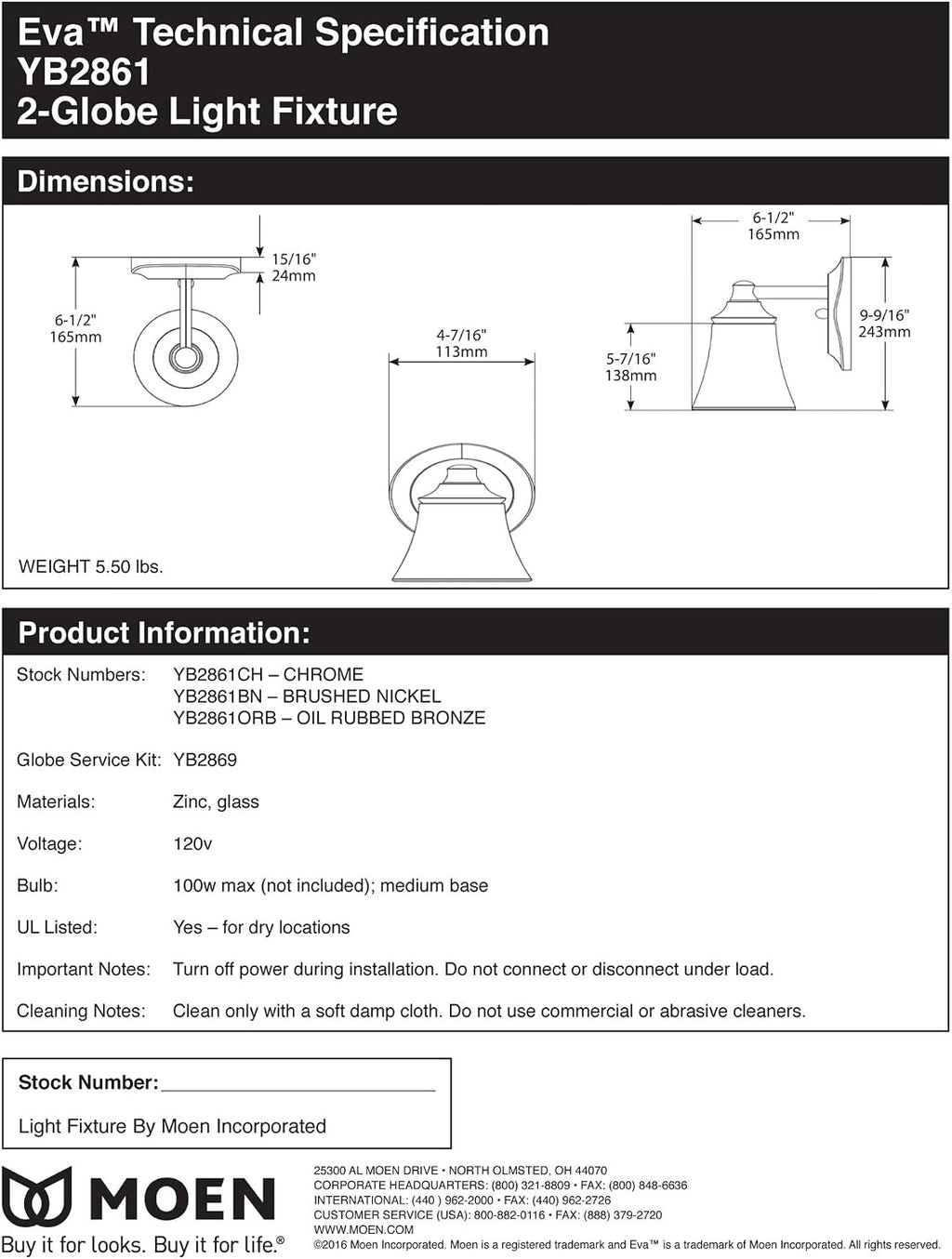 Moen YB2861ORB Eva 1-Light Dual-Mount Bath Bathroom Vanity Fixture with Frosted Glass, Oil Rubbed Bronze (Pack of 2)
