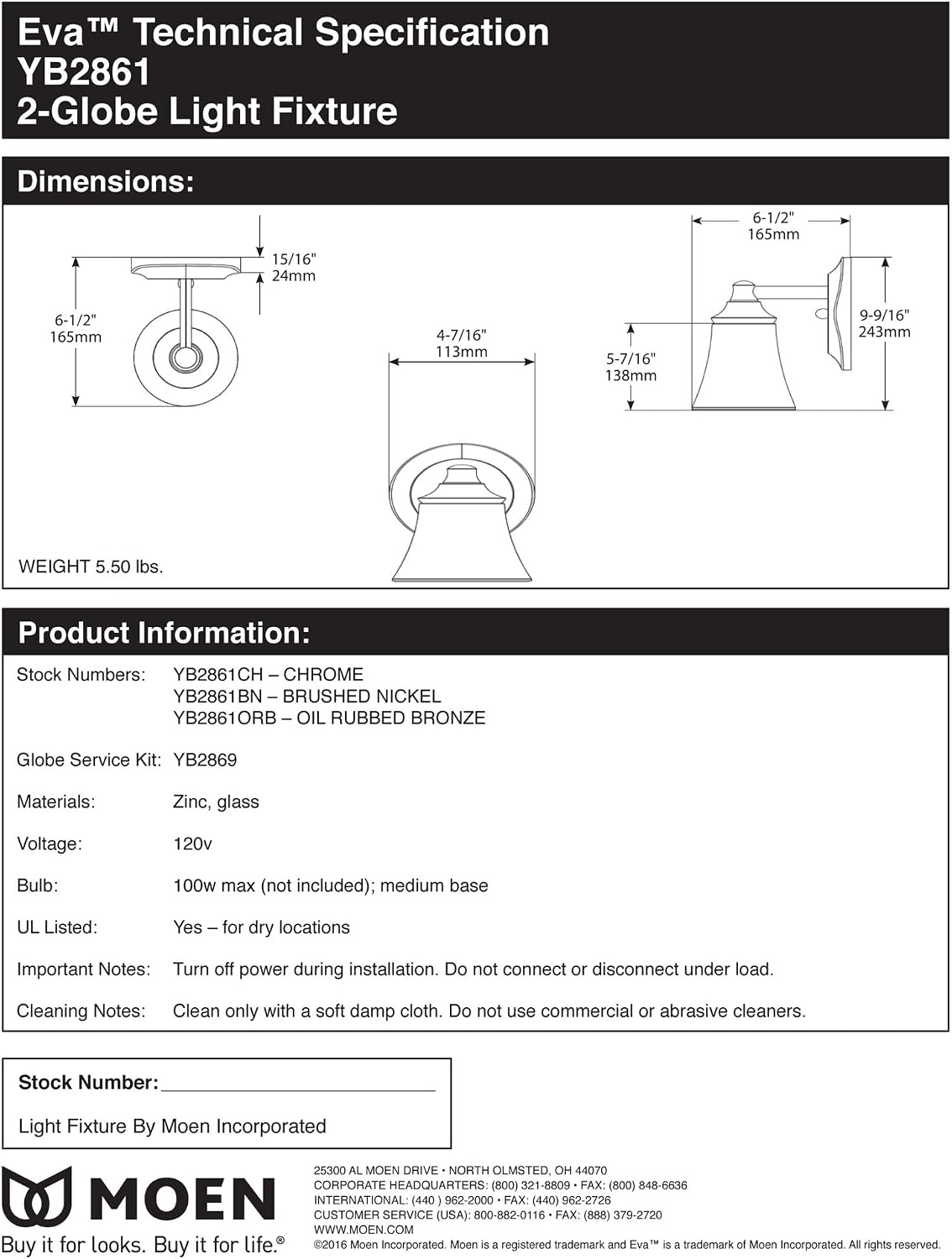 Moen YB2861ORB Eva 1-Light Dual-Mount Bath Bathroom Vanity Fixture with Frosted Glass, Oil Rubbed Bronze (Pack of 2)