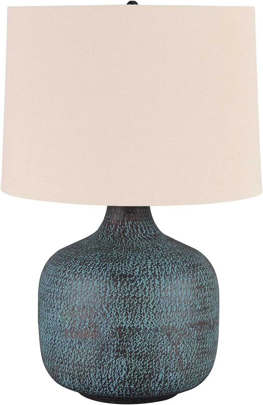 Signature Design by Ashley Malthace 24.5' Metal Accent Table Lamp, Beige, Copper, Blue & Bronze
