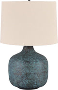Signature Design by Ashley Malthace 24.5' Metal Accent Table Lamp, Beige, Copper, Blue & Bronze