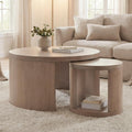 Round Coffee Table Set of 2, Nesting Coffee Tables with Storage, Living Room Table Set, Modern Wood Center Table for Living Room, Apartment, 31.5' & 18' Accent Table Set, Gray