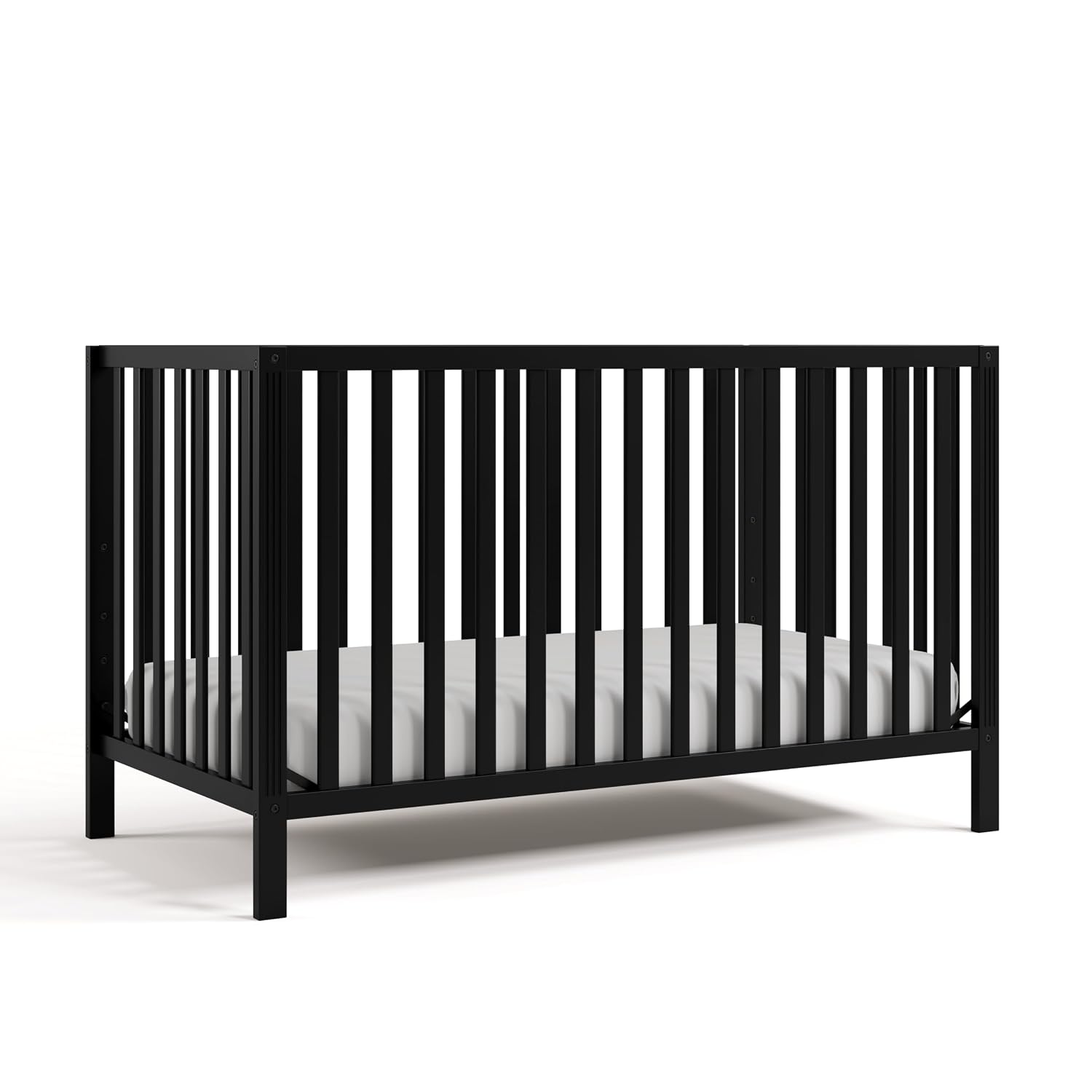 Storkcraft Morningside 5-in-1 Convertible Crib (Black) – GREENGUARD Gold Certified, Fits Standard Crib Mattress, Converts to Toddler Bed, Daybed and Full Bed, 4 Adjustable Mattress Heights
