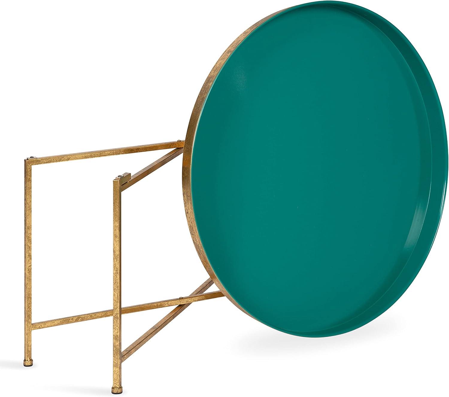 Kate and Laurel Celia Modern Coffee Table; 28 x 28 x 19; Teal and Gold; Glamorous Folding Metal Table For Storage and Display
